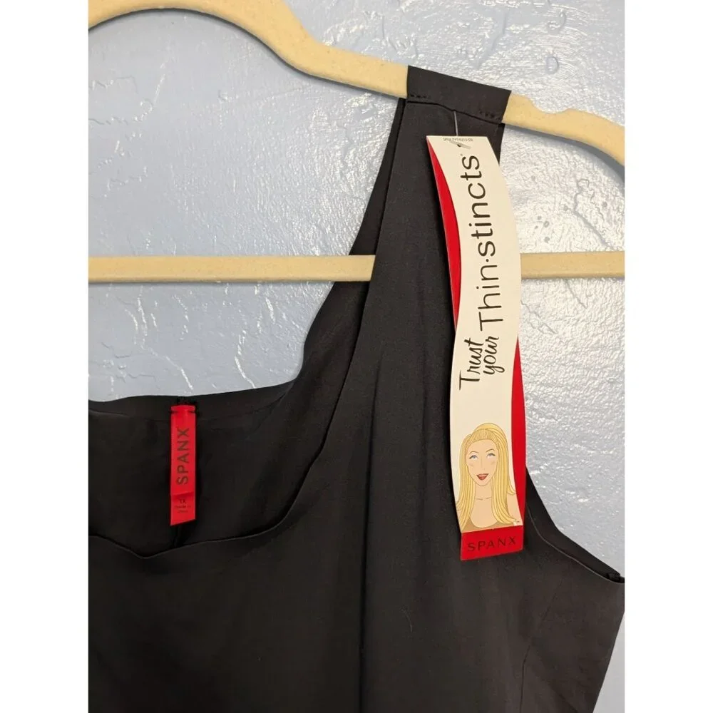 Spanx Womens Black Mid-Thigh Body Shaper 1X Compression Tank-Style Smooths Tummy - Picture 10 of 13